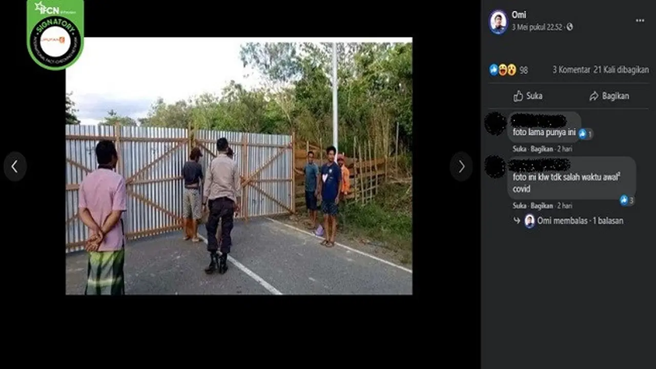 Gambar Tangkapan Layar Foto yang Diklaim Penutupan Jalan pada 6 Mei 2021 (sumber: Facebook)