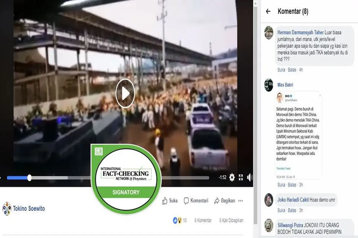 [Cek Fakta] Hoaks Demo Buruh Tolak TKA China di Morowali