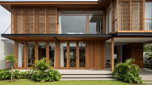 Tampak Depan Rumah Roster dan Kayu (Image by Gemini AI)