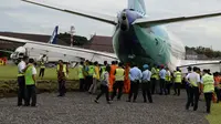 Gara-gara pesawat Garuda Indonesia tergelincir di Bandara Adisutjipto, belasan jadwal penerbangan tertunda. (Liputan6.com/Switzy Sabandar)