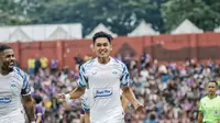 Septian David Maulana saat mencetak gol pembuka PSIS Semarang ketika berhasil menumbangkan Persik Kediri dengan skor 2-1 di Stadion Brawijaya, Kediri, Sabtu (4/2/2023). (DOK PSIS)