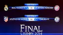 Inilah hasil drawing semifinal Liga Champions yang mempertemukan juara bertahan Bayern Muenchen vs Real Madrid dan akan menjadi laga ke 20 bagi kedua tim selama berlangsungnya Liga Champions (AFP PHOTO/FABRICE COFFRINI)