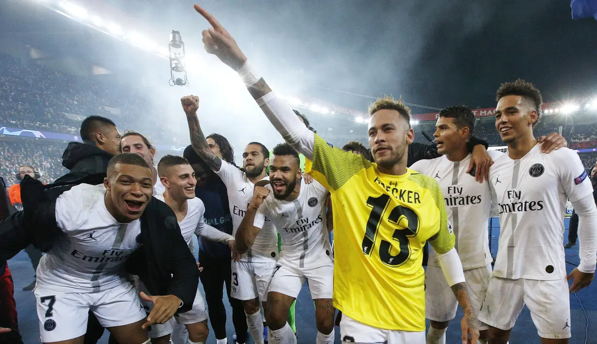 3. Paris Saint-Germain - Tim ibu kota Prancis ini terbentuk dari perpecahan Paris FC dan Stade Saint-Germain pada 1972. Sejak kembali ke kasta tertinggi pada 1974, PSG tetap bertahan di Ligue One hingga saat ini. (AP/Thibault Camus)