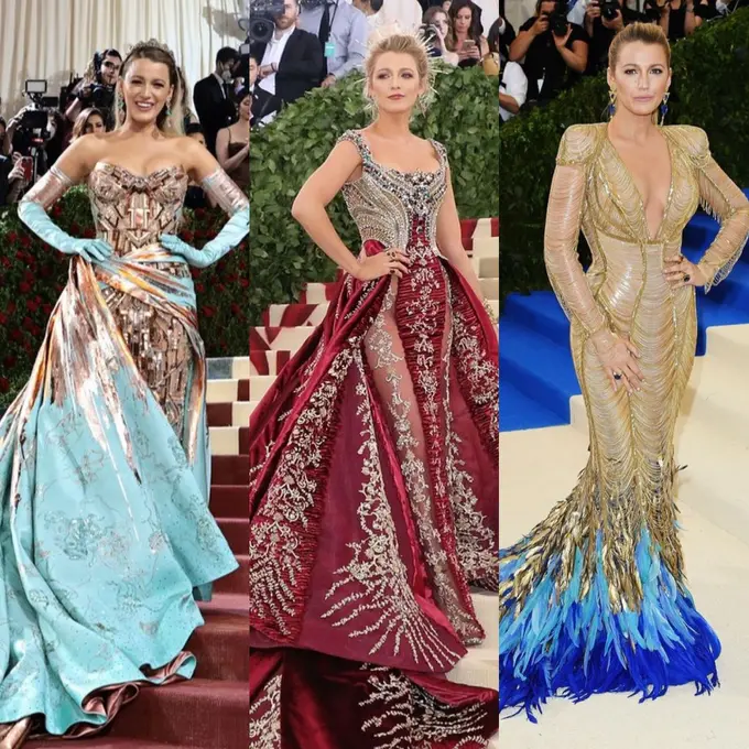 Momen Unik Blake Lively Tampil dengan Busana Menyamai Warna Karpet Merah Met Gala selama 4 Tahun Berturut-turut