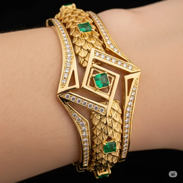 Model Gelang Emas Sisik Naga Terbaru. Foto: Gemini