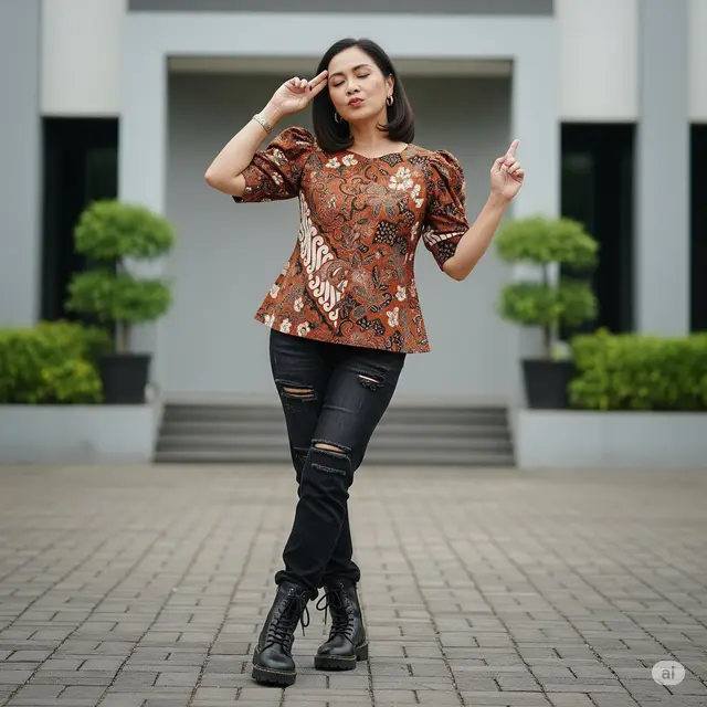 Model Baju Batik untuk Usia 50-an. Foto: Gemini