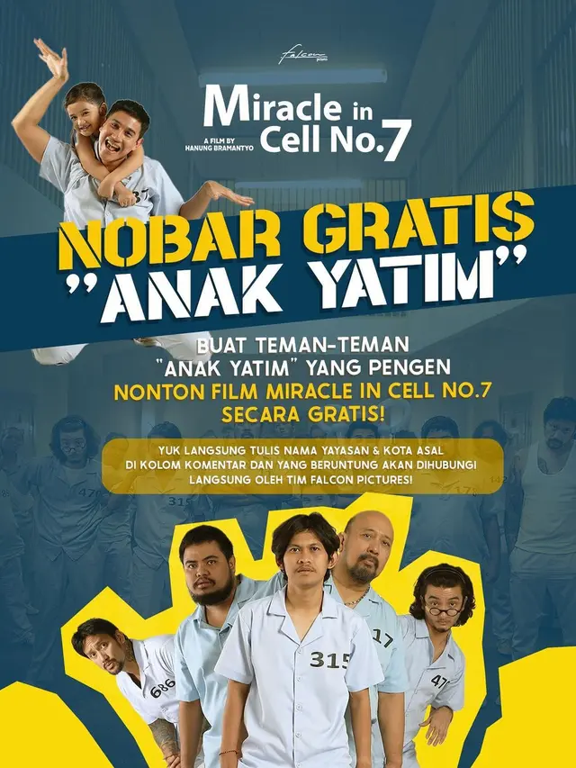 Poster ajakan nobar Miracle in Cell No. 7 (Foto: IG Falcon Pictures)