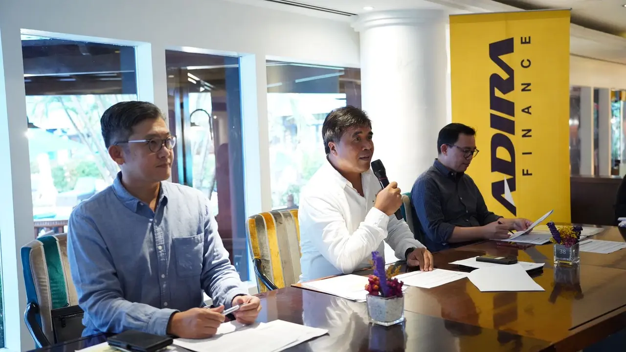 Manajemen PT Adira Dinamika Multifinance Tbk (ADMF) atau Adira Finance menyampaikan laporan keuangan semester I 2023. (Foto: Adira Finance)