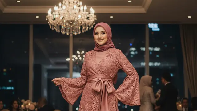 Model Gamis Kebaya dengan Obi untuk Acara Kantor