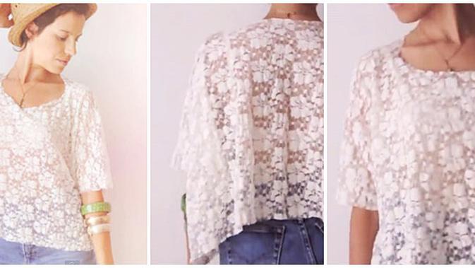DIY Kaos Vintage Cantik Dari Bahan Lace  Hanya 2 Menit 