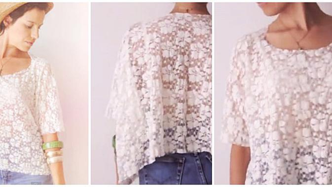 DIY Kaos Vintage Cantik Dari Bahan Lace  Hanya 2 Menit 