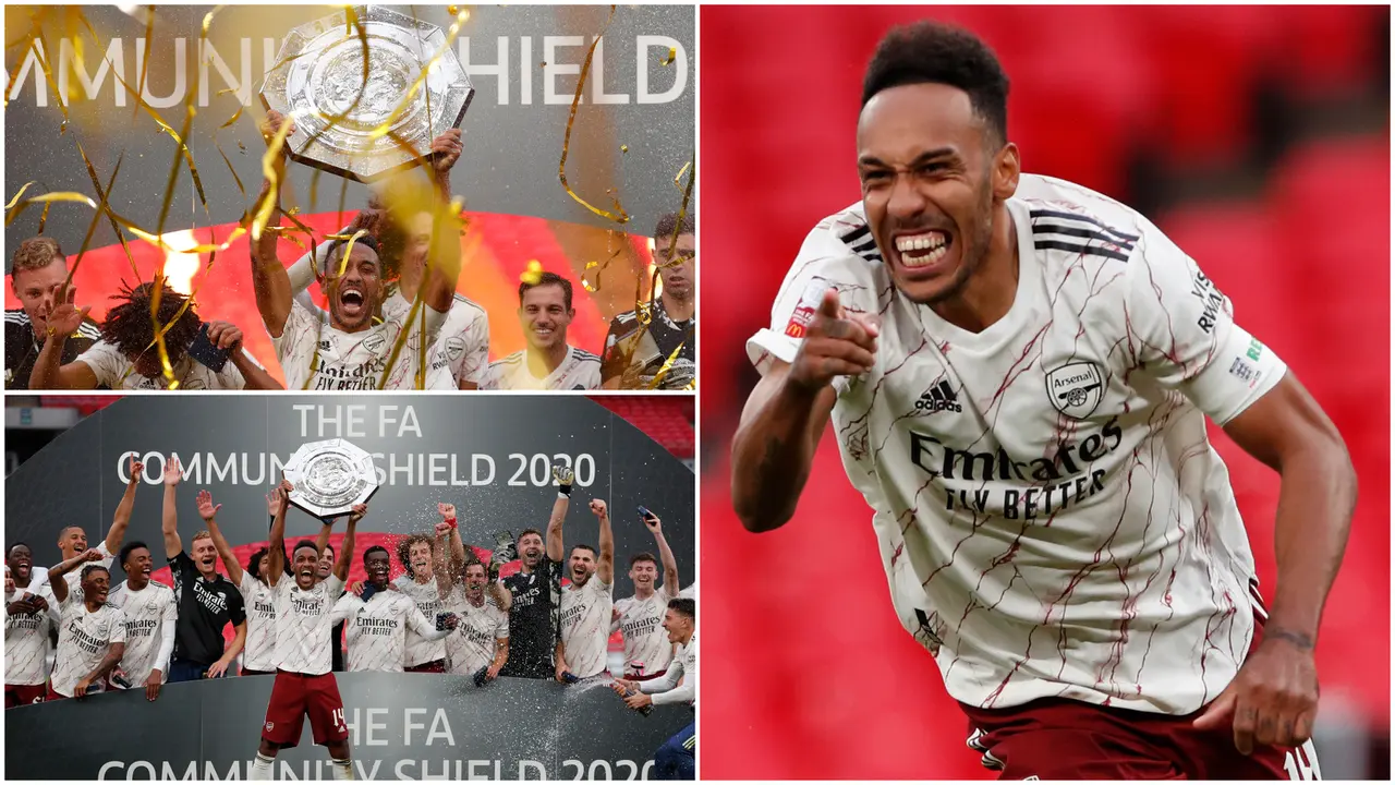 Ekspresi Pierre-Emerick Aubameyang Usai Membawa Arsenal Juara Community Shield 2020