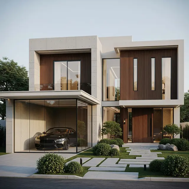 Gambar Desain Rumah dan Garasi (Image by Gemini AI)