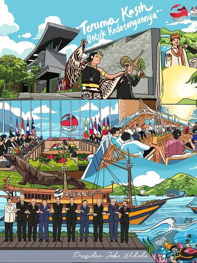 Jokowi Bagikan Ilustrasi KTT ASEAN 2023 di Labuan Bajo, Warganet Salah Fokus Ada Kucing Oyen