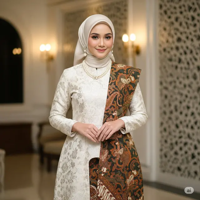 Gamis Brokat & Batik Warna Earth Tone