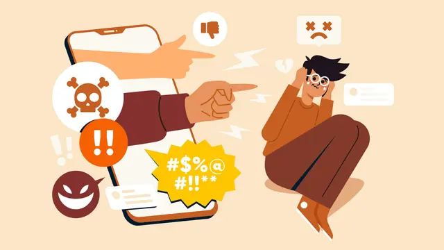 Ilustrasi perundungan dunia maya, cyberbullying