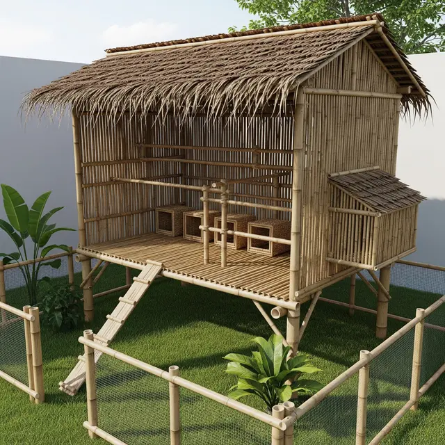 Kandang Ayam Bambu Murah tapi Modern untuk Ternak Rumahan Modal Kecil (Image by Gemini AI)