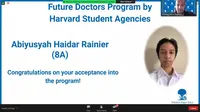 Haidar saat melakukan interview untuk seleksi Future Doctors Harvard (Sumber: Dokumen pribadi)