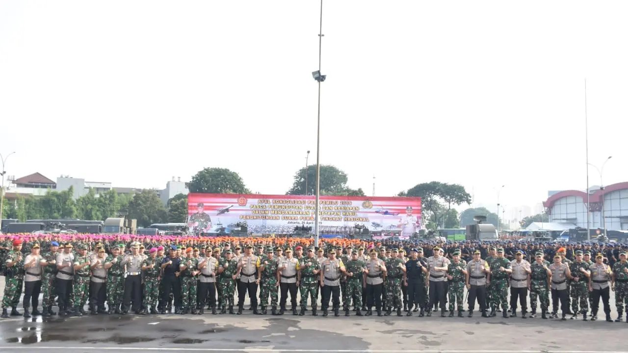 Ribuan Personel Polri-TNI Apel Hadapi Pengamanan Pengumuman Pemilu 2019