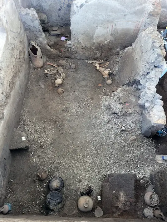 Kota Pompeii hancur akibat dihantam letusan Gunung Vesuvius pada 79 Masehi. (Handout/Parco Archeologico di Pompei press office/AFP)