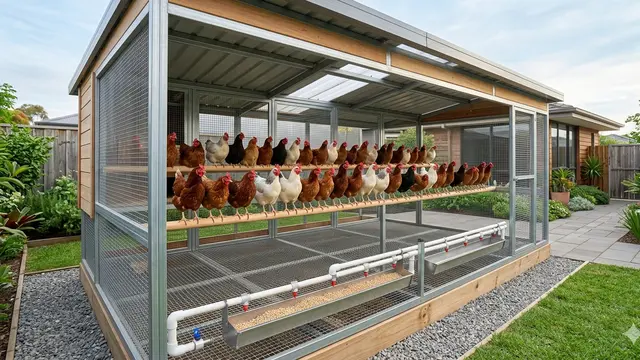 Desain Kandang Ayam dengan Tempat Bertengger/Gemini