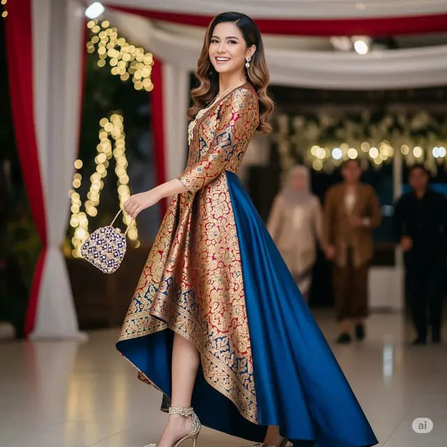 Long Dress Brokat Two-Tone