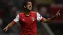 2. Ahmed Hassan (SC Braga), Striker asal Mesir ini baru saja didatangkan dari klub Portugal lainnya, Rio Ave. Tak perlu waktu lama, kini dirinya sudah mencetak enam gol dari 12 laga di Liga Portugal. (AFP/Miguel Riopa)