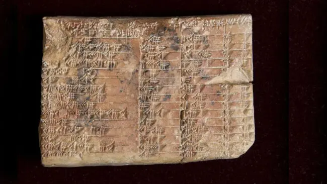 Plimpton 322 adalah sebuah tablet (lempeng) Babilonia Kuno berusia 3700 tahun yang sekarang dipajang Rare Book and Manuscript Library, Columbia University di New York. (Sumber Columbia University)