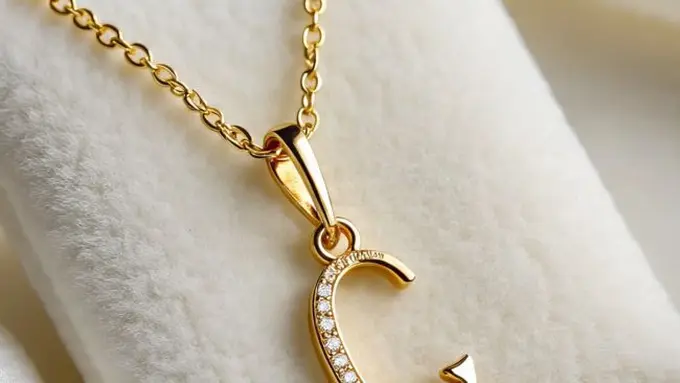 Ilustrasi Kalung Emas Inisial (Sumber Gambar: Meta AI)