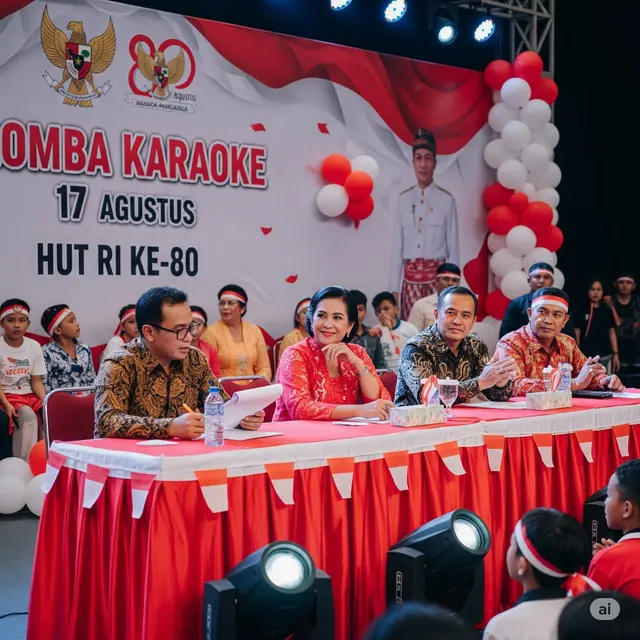 Ilustrasi para juri menilai peserta lomba karaoke 17 Agustus.