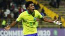 Selebrasi gelandang Timnas Brasil U-20, Andrey Santos setelah mencetak gol ke gawang Venezuela pada laga Piala Amerika Selatan U-20 di Metropolitano de Techo Stadium, Bogota, Kolombia (3/2/2023). Andrey Santos merupakan pemain milik Chelsea yang kini sedang dipinjamkan bersama klub lamanya, Vasco da Gama. Dipercaya sebagai kapten bersama Timnas Brasil U-20, ia telah mengoleksi 11 caps dengan torehan 6 gol dan 2 assist sejak melakukan debut pada 11 Juni 2022. (AFP/Juan Pablo Pino)