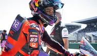 Pembalap Pramac, Jorge Martin pada rangkaian balapan MotoGP Prancis di Sirkuit Le Mans. (LOU BENOIST / AFP)