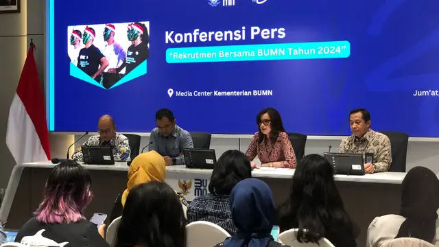 Konferensi pers rekrutmen bersama BUMN tahun 2024, Jumat (22/3/2024). (Foto: Liputan6.com/Tira S)