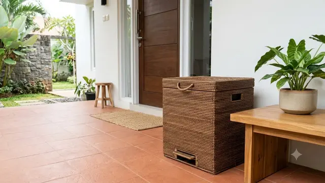 Ide Tempat Sampah Tersembunyi di Teras Depan