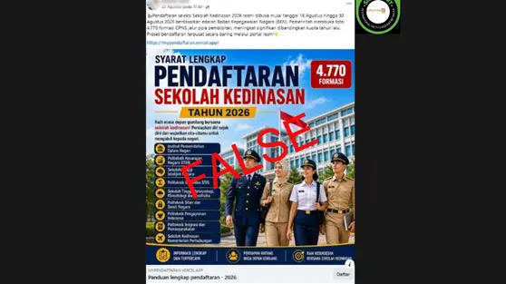 Cek Fakta: Tidak Benar Link Pendaftaran Sekolah Kedinasan 2026