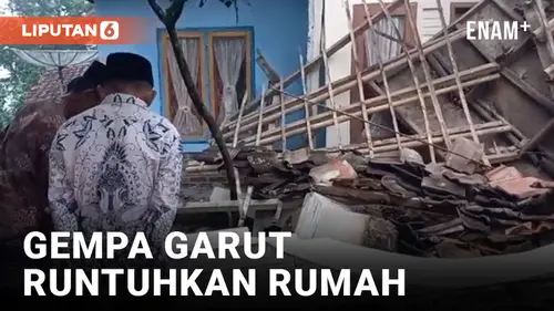 VIDEO: Gempa Garut Runtuhkan Sebagian Rumah, Warga Panik Berlarian Keluar