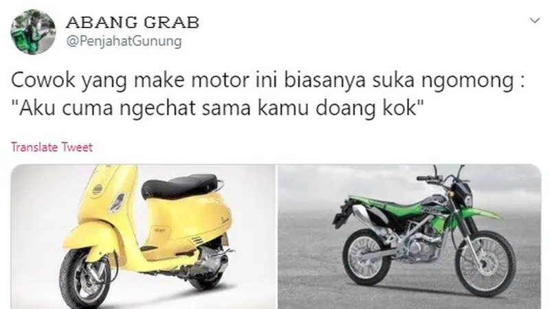 tipe cowok dari jenis motor