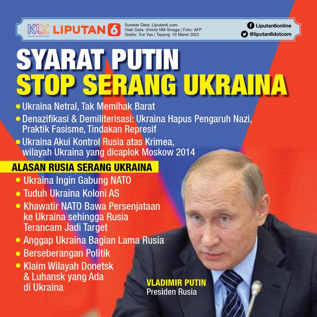 Infografis Syarat Putin Stop Serang Ukraina (Liputan6.com/Triyasni)