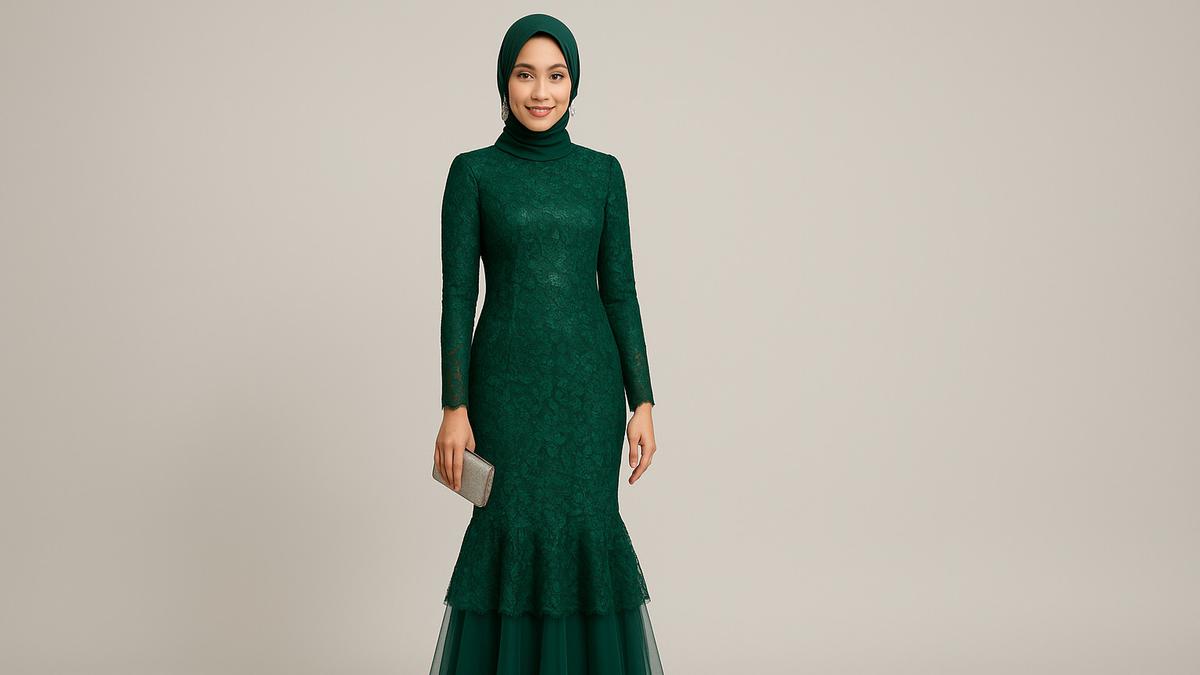 7 Model Gamis Brokat Kombinasi Tile, Bisa Jadi Pilihan untuk Acara Spesial