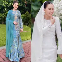 Lihat di sini beberapa potret beda gaya Ayu Ting Ting pakai baju kurung saat kondangan dan tunangan.