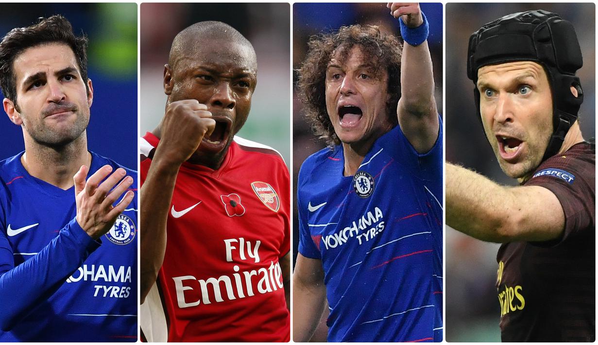 Kepindahan David Luiz ke Arsenal dari Chelsea menambah daftar pemain yang pernah membela kedua klub asal London dengan rivalitas tinggi itu. Berikut 7 pemain yang pernah membela Arsenal dan Chelsea.(Kolase foto AFP)