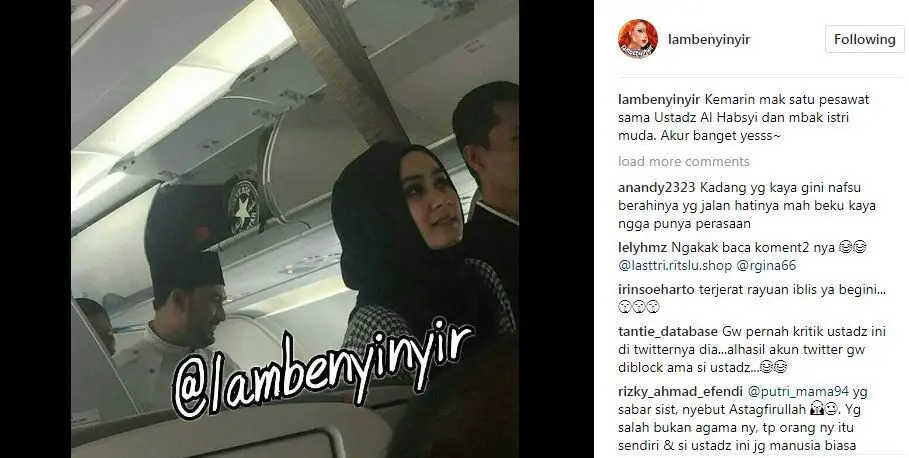 Ustaz Ahmad Alhabsyi dan istri keduanya, Yuyun Wahyuni [foto: instagram/lambenyinyir]