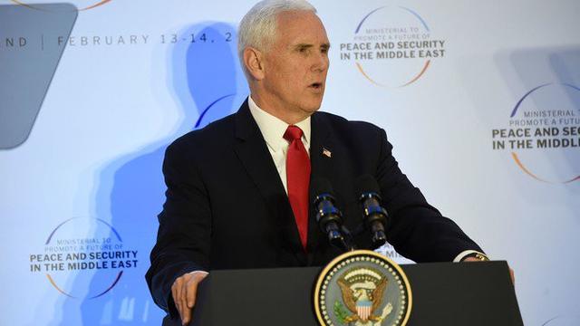 Wakil Presiden Amerika Serikat, Mike Pence dalam Konferensi Warsawa 2019 (AFP Photo)