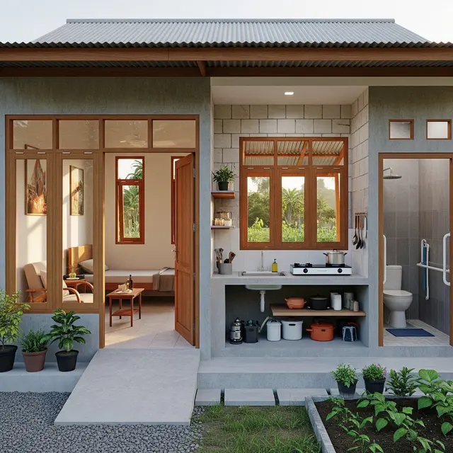 Desain Rumah Sederhana Rp 50 Juta di Desa untuk Lansia Stroke (Image by Gemini AI)