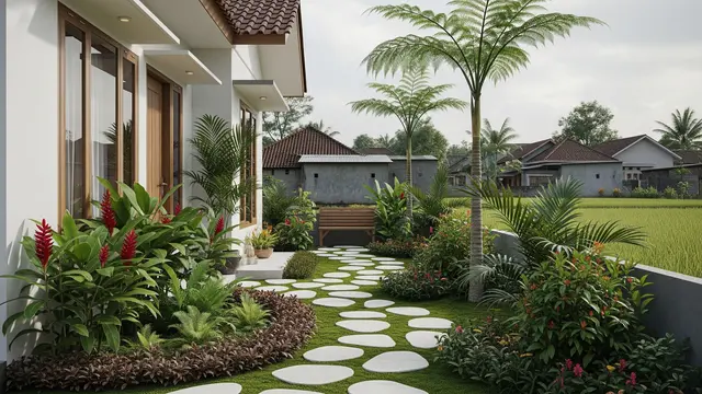 Contoh Rumah Sederhana untuk Hari Tua dengan Taman Samping yang Menenangkan