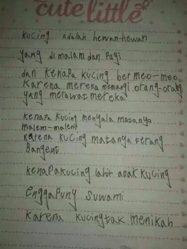 Puisi kocak buatan anak SD bikin kalian ngakak (foto: Instagram/@receh.id)