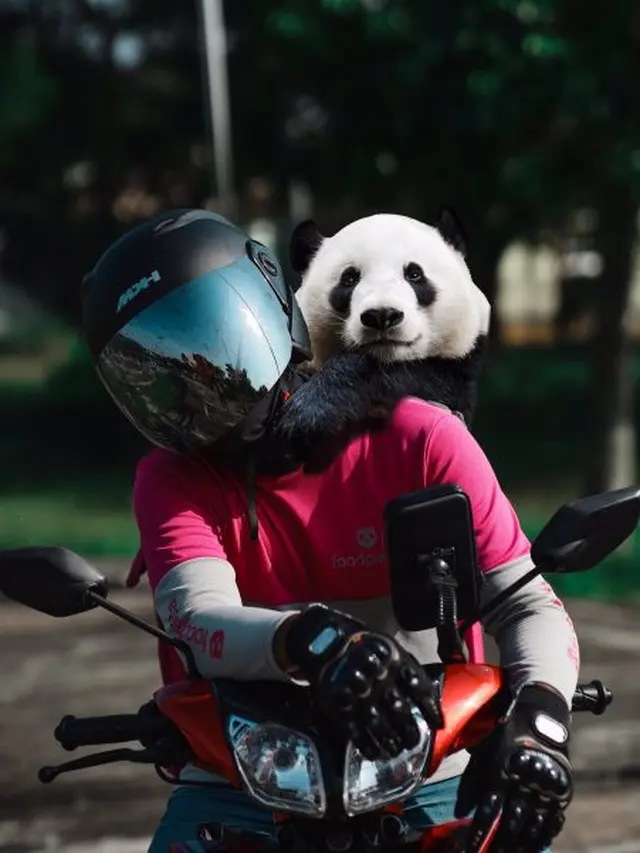 Viral Aksi Pria Bawa Panda di Hari Terakhirnya Jadi Ojol Ini Curi Perhatian