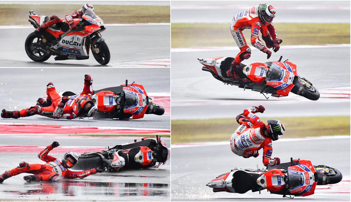 FOTO Momen Jorge Lorenzo Terjatuh Di MotoGP San Marino 2017