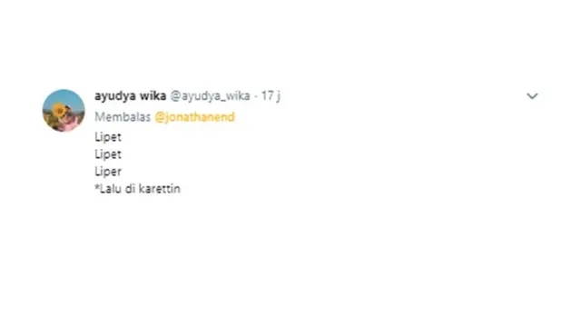 Cuitan Kocak (Sumber: Twitter/@ayudya_wika)