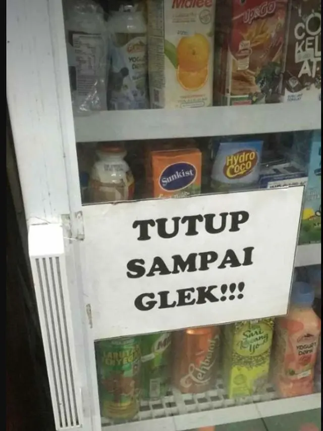 6 Tulisan di Pintu Kulkas Warung Ini Kocak, Pemilihan Katanya Bikin Mikir